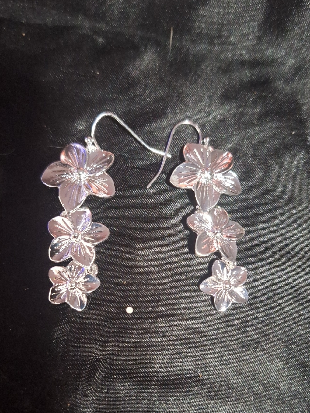 Silver Floral Drop Earrings - Women Jewelry